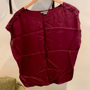 Vince Rich Burgundy Button-Shoulder Blouse